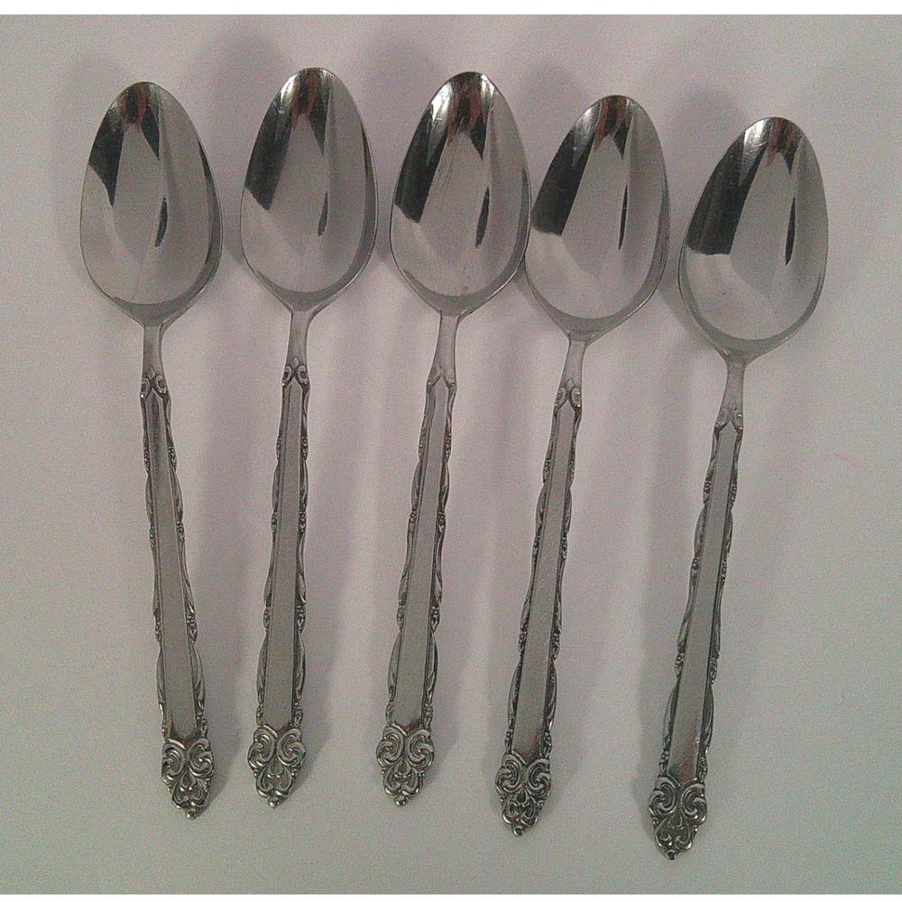 Set‎ of 5 EKCO Eterna "Mary Ellen" Spoons Japan Stainless Steel Vintage Flatware